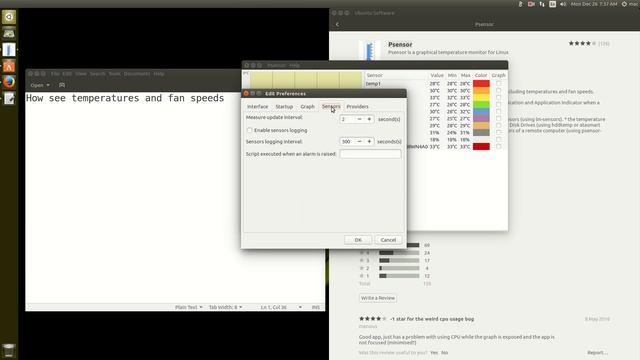 How see temperatures CPU-HDD-SDD and fan speeds in Ubuntu смотреть онлайн