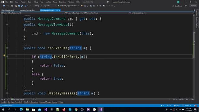 Lecture37, WPF, ICommand Parameter and CanExecuteChanged смотреть онлайн