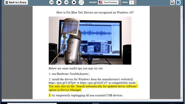 Fix Blue Yeti Drivers not recognized in Windows 10 смотреть онлайн