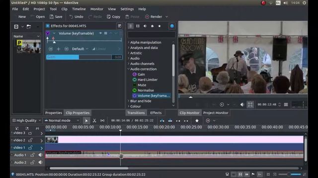 Kdenlive Tutorial: Adjust The Audio Volume Level, Fade In And Out And Mute Part Of A Video Clip смотреть онлайн