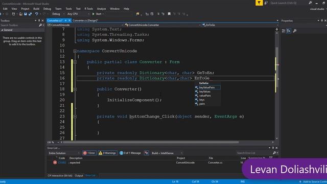 CSharp Basic Tutorial 47 WindowsForms (First App ConvertUnicode) смотреть онлайн