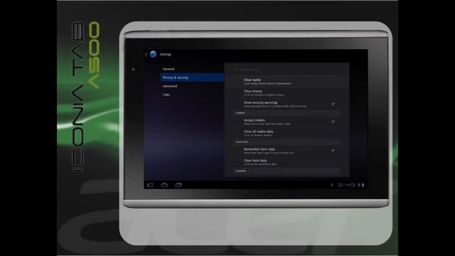 Acer Iconia Tab A500/501 Clearing the browser history on Android смотреть онлайн