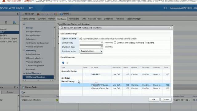 Enable Auto start and stop Vm Virtual machine Vcenter 6.5 Vmware смотреть онлайн