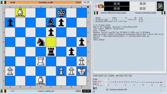 Stockfish 9 vs Brainfish 180209 смотреть онлайн