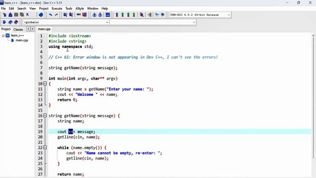 C++ 61: Error window is not appearing in Dev C++, I can’t see the errors! смотреть онлайн