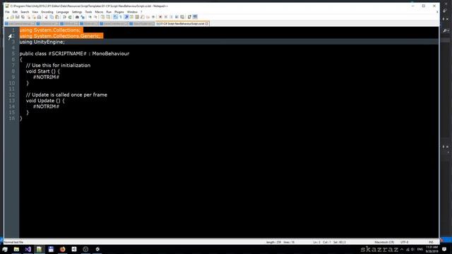 Уроки Unity Базовый уровень 02 Изменяем стартовый C# скрипт смотреть онлайн
