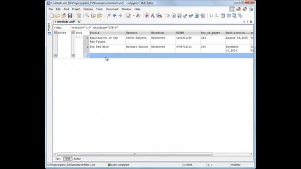 oXygen XML Editor - XML Grid Editor