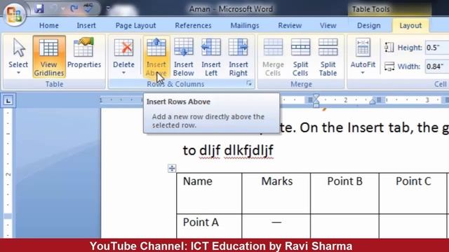 MS Word in Hindi || ICT || Layout Menu of Table || Insert Tab |Part-2| Day-10|| смотреть онлайн