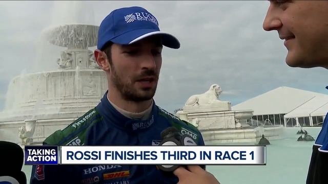 Alexander Rossi joins Brad Galli and Justin Rose in the Detroit Grand Prix winner's circle смотреть онлайн