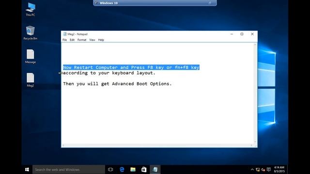 How to Enable Advanced Boot Options Pressing F8 key in Windows 8 & 10 смотреть онлайн