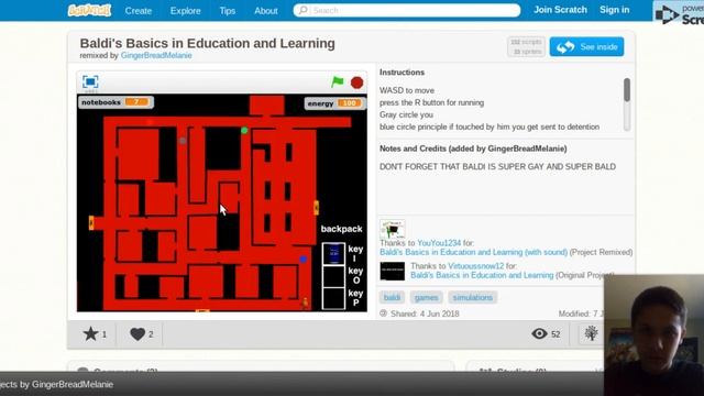 Baldi's Basics in Education and Learning 2D on Scratch (with demonstration) смотреть онлайн
