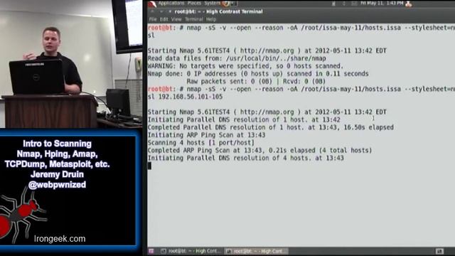 Intro to Scanning Nmap, Hping, Amap, TCPDump, Metasploit, etc. Jeremy Druin смотреть онлайн