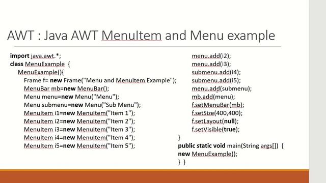 AWT LISTS, MENU, SCROLLBAR, DIALOG смотреть онлайн