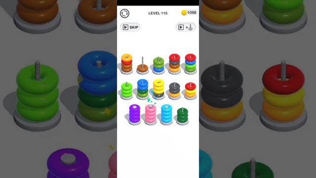 Color Hoop Stack Puzzle Level 115 Walkthrough Solution iOS/Android смотреть онлайн