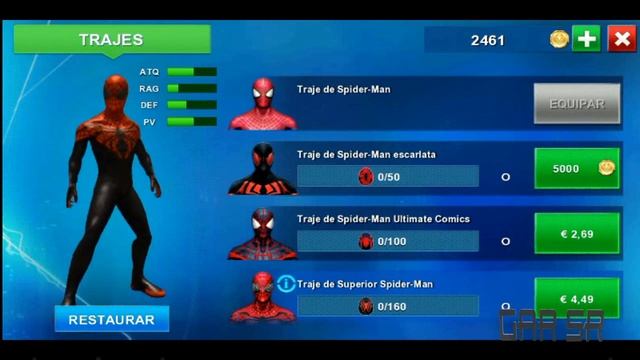 trajes The Amazing Spider Man 2 para android (GAR SR) смотреть онлайн
