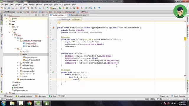 #22 - Intent và cách chuyển đổi giữa các Activity | Lập trình Android cơ bản | Hùng Coder смотреть онлайн