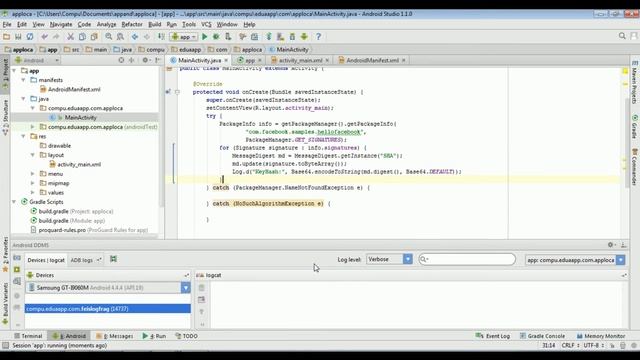 get Facebook keyhash on Android Studio logcat смотреть онлайн