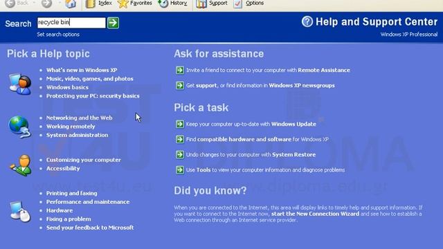Open Windows Help and Support Center and search for information on Recycle Bin. смотреть онлайн