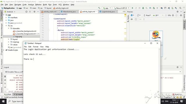 Android Studio || Unfortunately Application has stopped || can Occur Error || смотреть онлайн