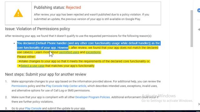 your app has been rejected and wasn't published due to a policy violation смотреть онлайн