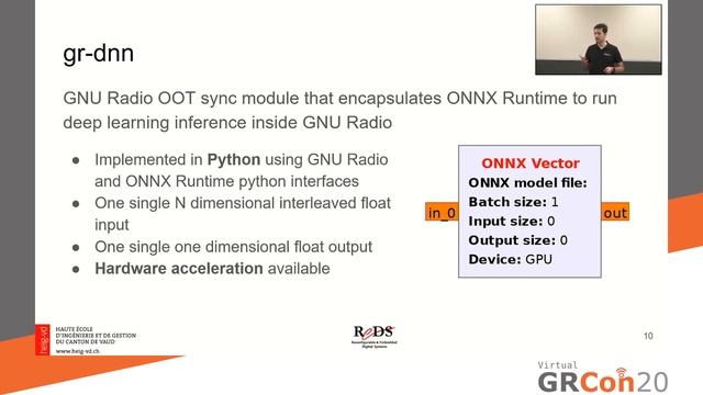 GRCon20 - Deep Learning Inference In GNU Radio With ONNX