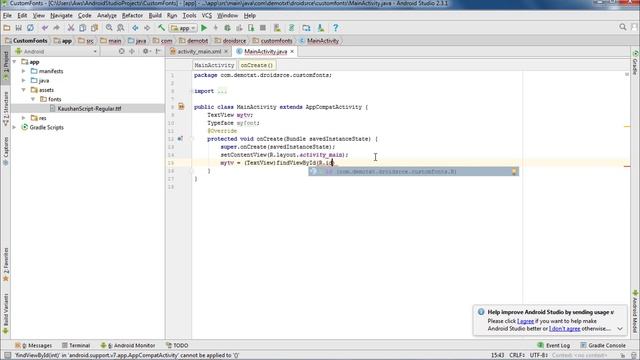 How to use custom fonts in android studio смотреть онлайн