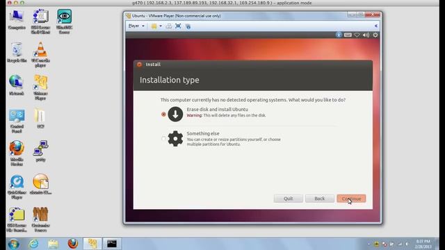 Installing Guest Ubuntu 12.04 using VMWare Player on Windows 7 смотреть онлайн