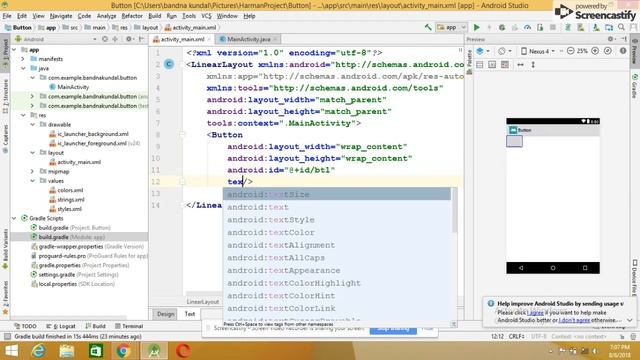 Learn how to Create and Design a Button in Android Studio (Tutorial) смотреть онлайн