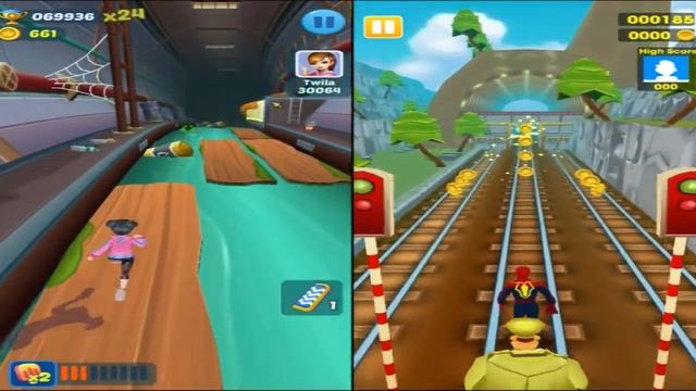 Subway Princess Runner V/S Spiderman Runner - WHO IS THE BEST??? Android/iOS Gameplay HD смотреть онлайн