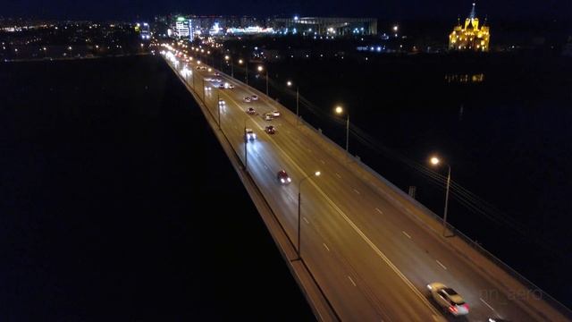 Настроение Ночь. Канавинский мост. Night Aerial Flight Over Bridge (Аэросъемка Нижний Новгород)