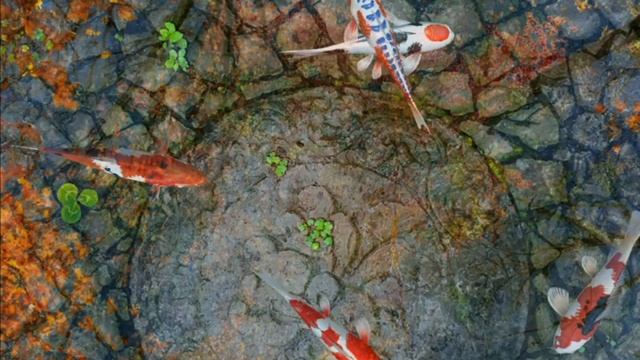 Ikan Koi Aneka Jenis dan Warna di Ubin Batu - Koleksi Ikan Hias Indah Menawan - Binatang Air Cantik смотреть онлайн