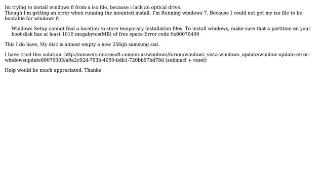 Installing windows 8, cannot find a location to store temporary смотреть онлайн