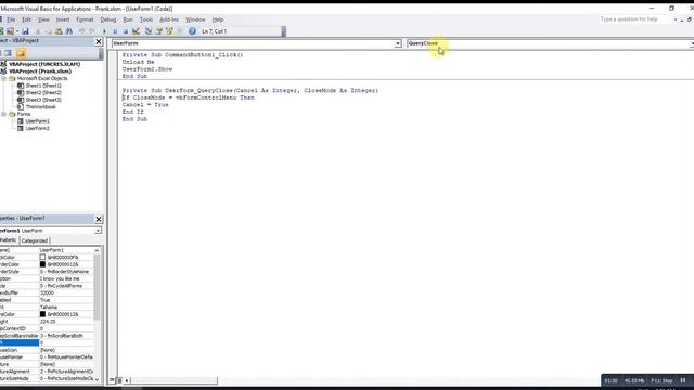 Prank by disabling the close button on UserForm смотреть онлайн
