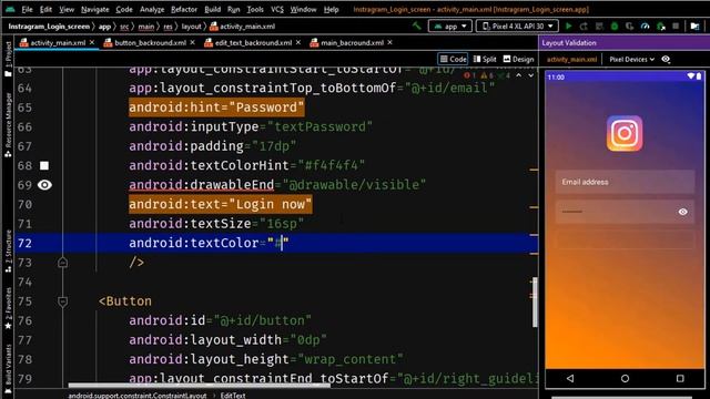 Instagram login page design in android studio | app design | Android Studio смотреть онлайн