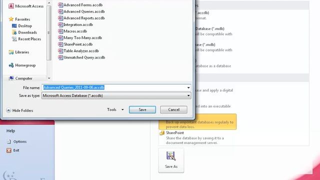 Microsoft Access 2010: Backup Database смотреть онлайн