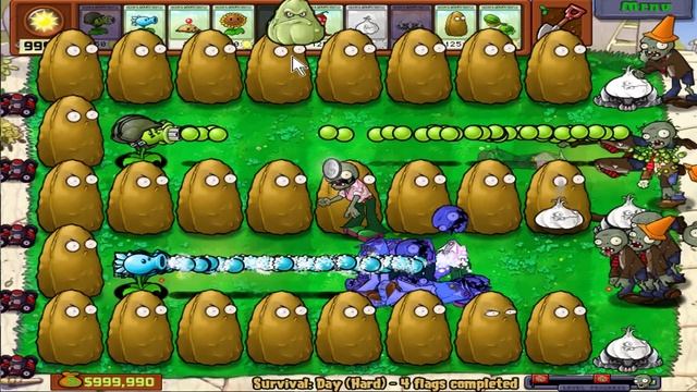 Gatling Pea vs Snow Pea vs Tall Nut Plants vs Zombies смотреть онлайн