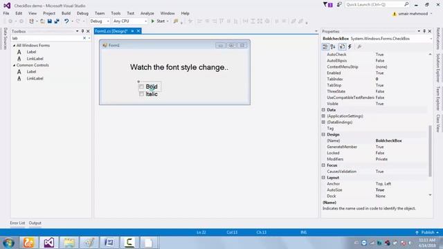 C# Tutorial-3 : Checkbox Part-1 смотреть онлайн