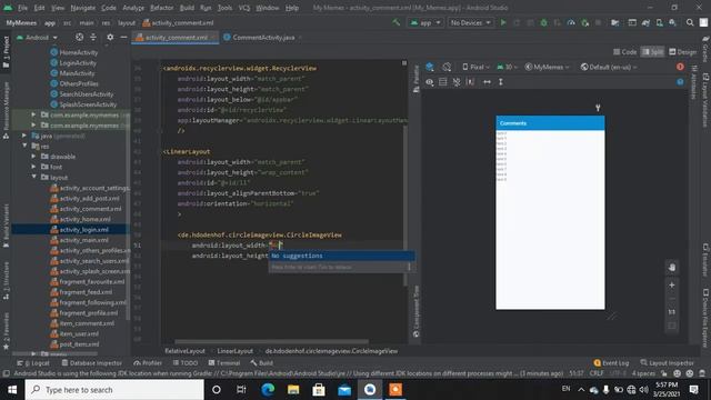 MyMemes-Social media app in android studio | Comment activity layout design смотреть онлайн