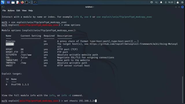Exploit CVE-2015-3306 ProFTPD 1.3.5 Mod_Copy - Kali Linux смотреть онлайн