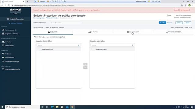 Crear política de control de periférico en Sophos central en español смотреть онлайн