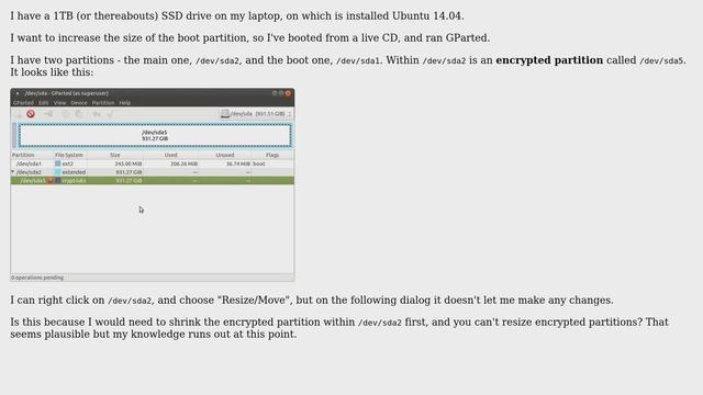 Ubuntu: GParted won't seem to let me shrink an encrypted partition смотреть онлайн