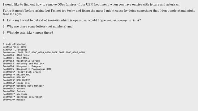 Ubuntu: Removing entries from UEFI menu with efibootmgr смотреть онлайн
