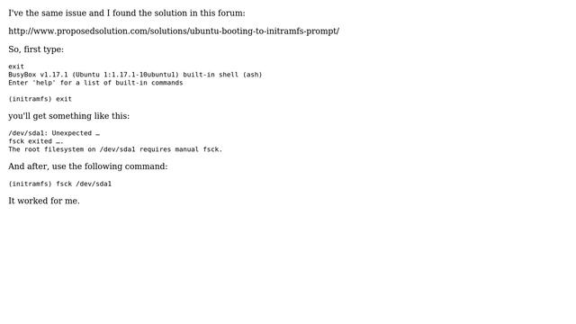 Ubuntu 15.10 - "BusyBox built-in shell (initramfs)" on every boot (3 Solutions!!) смотреть онлайн