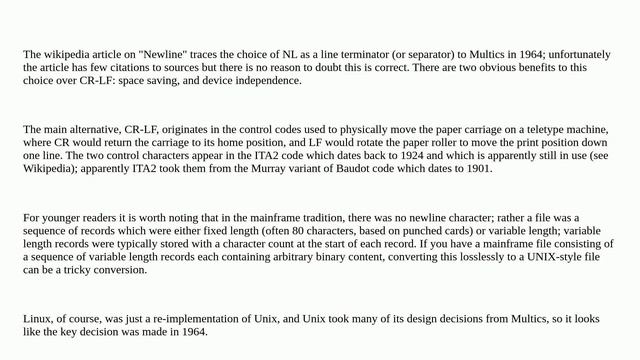 Unix: Why does Linux use LF as the newline character? смотреть онлайн
