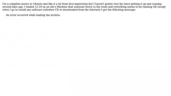 Error while installing applications - "An error occurred while loading the archive."