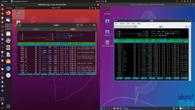 Ubuntu 20.04 VS Lubuntu 20.04 RAM/CPU usage compare смотреть онлайн