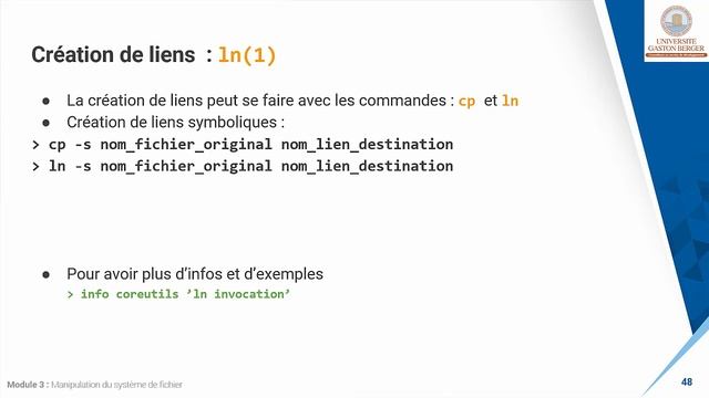 UGB Linux Module 3 27 Notions de liens et la commande ln смотреть онлайн