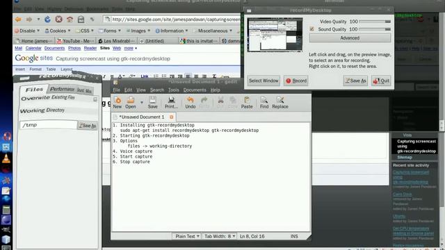 Creating screencast using gtk-recordmydesktop (Ubuntu) смотреть онлайн