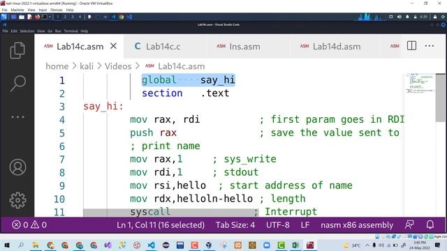 COAL Lab 14: Write and run 64/32 bit Assembly Code on Linux OS | Link C code with Assembly | NASM смотреть онлайн