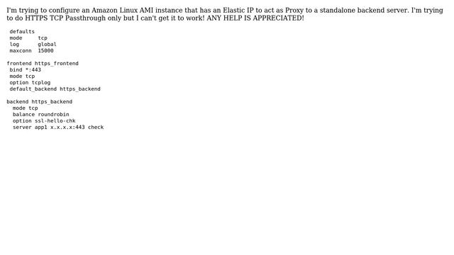 How to configure HAProxy on Amazon Linux AMI with SSL/TLS Passthrough? смотреть онлайн